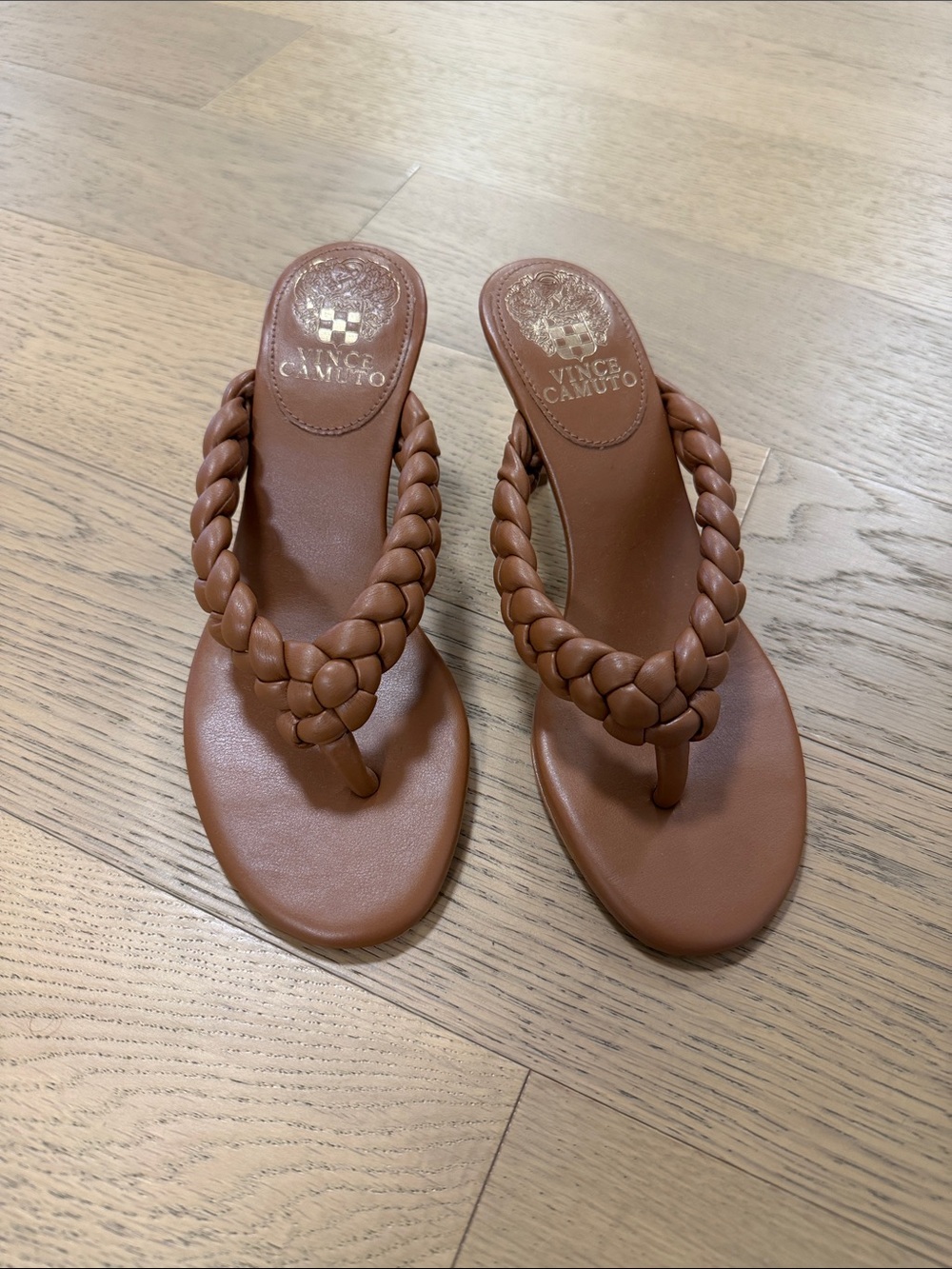 Vince Camuto Braided Thong Sandals - Cognac Brown